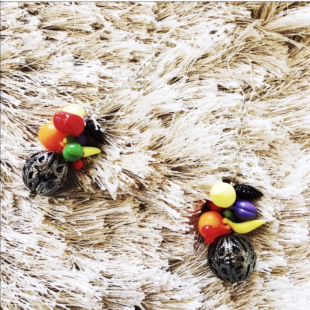 Vintage Upcycled Fruit Charm Earrings